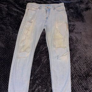 H&M Light Denim Distress Boyfriend Jeans